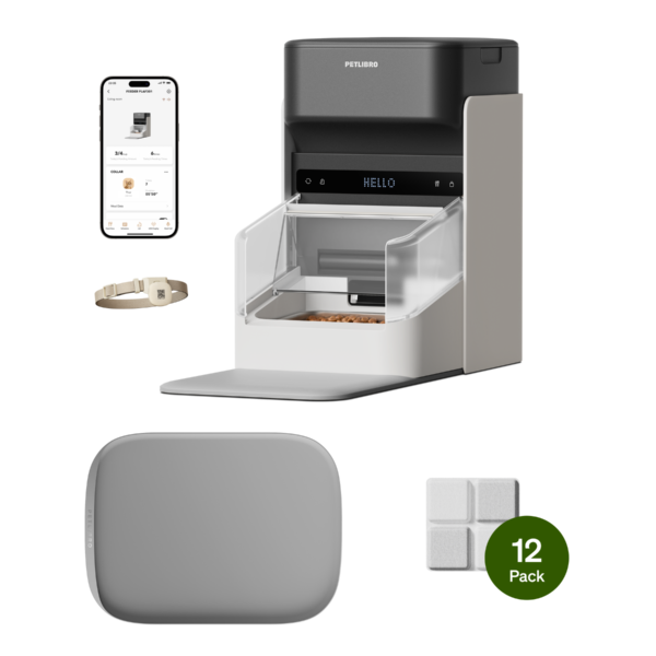 One RFID Smart Feeder & Food Desiccant Bag & Cove Placemat